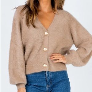 Princess Polly Merlo Wool Blend Beige Cardigan
